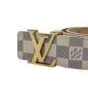 Cintura Louis Vuitton Damier Azur Saint Tulle bianca Bianco Blu Tela  Metallo ref.420895 - Joli Closet